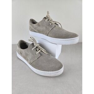Clarks Women Perforated Suede Lace Up Sneakers‎ Taupe Comfort Size 8.5
